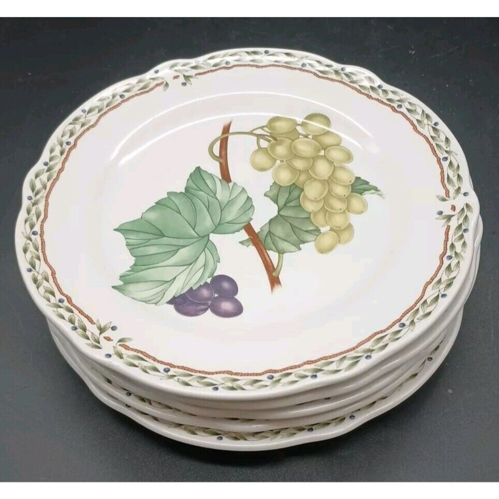 5 Noritake "Royal Orchard" 9416 Bread & Butter Plates 6 5/8” Grapes Leaves